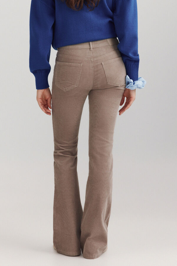 Springfield Pantalon flare en velours c&ocirc;tel&eacute; nude