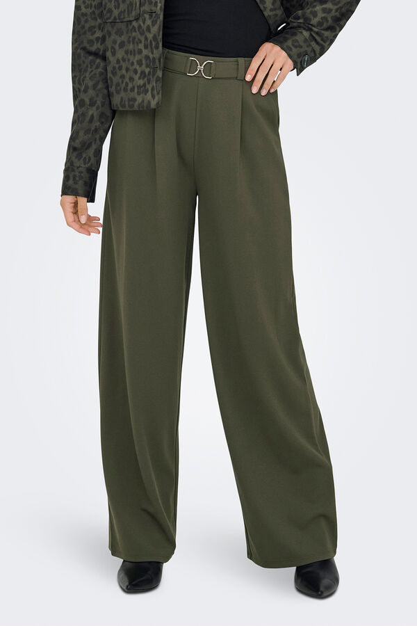 JDY Pantal&oacute;n recto pinzas marr&oacute;n