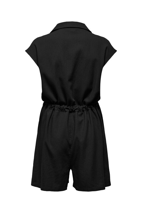 Only Kurzer Leinen-Jumpsuit Schwarz