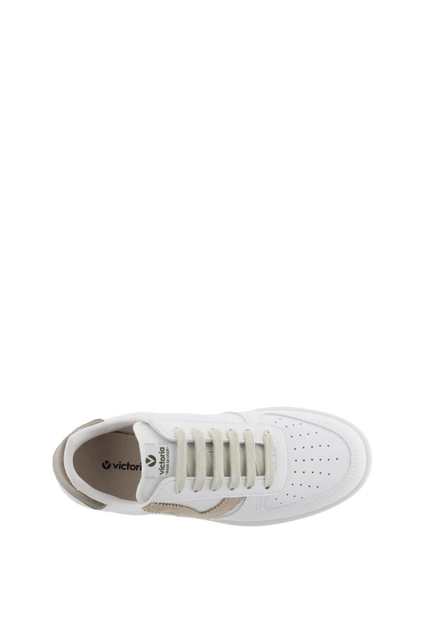 Springfield Contrast faux leather retro trainers beige