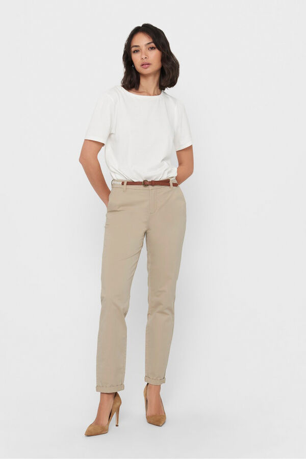 Only Pantal&oacute;n chino el&aacute;stico beige