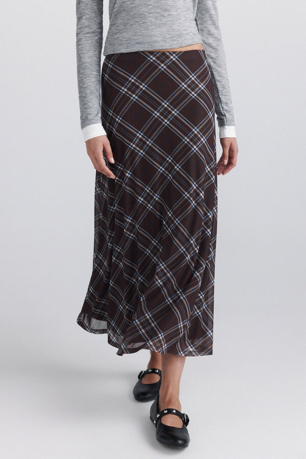 Springfield Plaid midi skirt brown