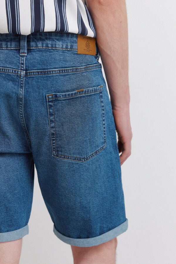 Springfield Basic slim fit denim Bermuda shorts blue