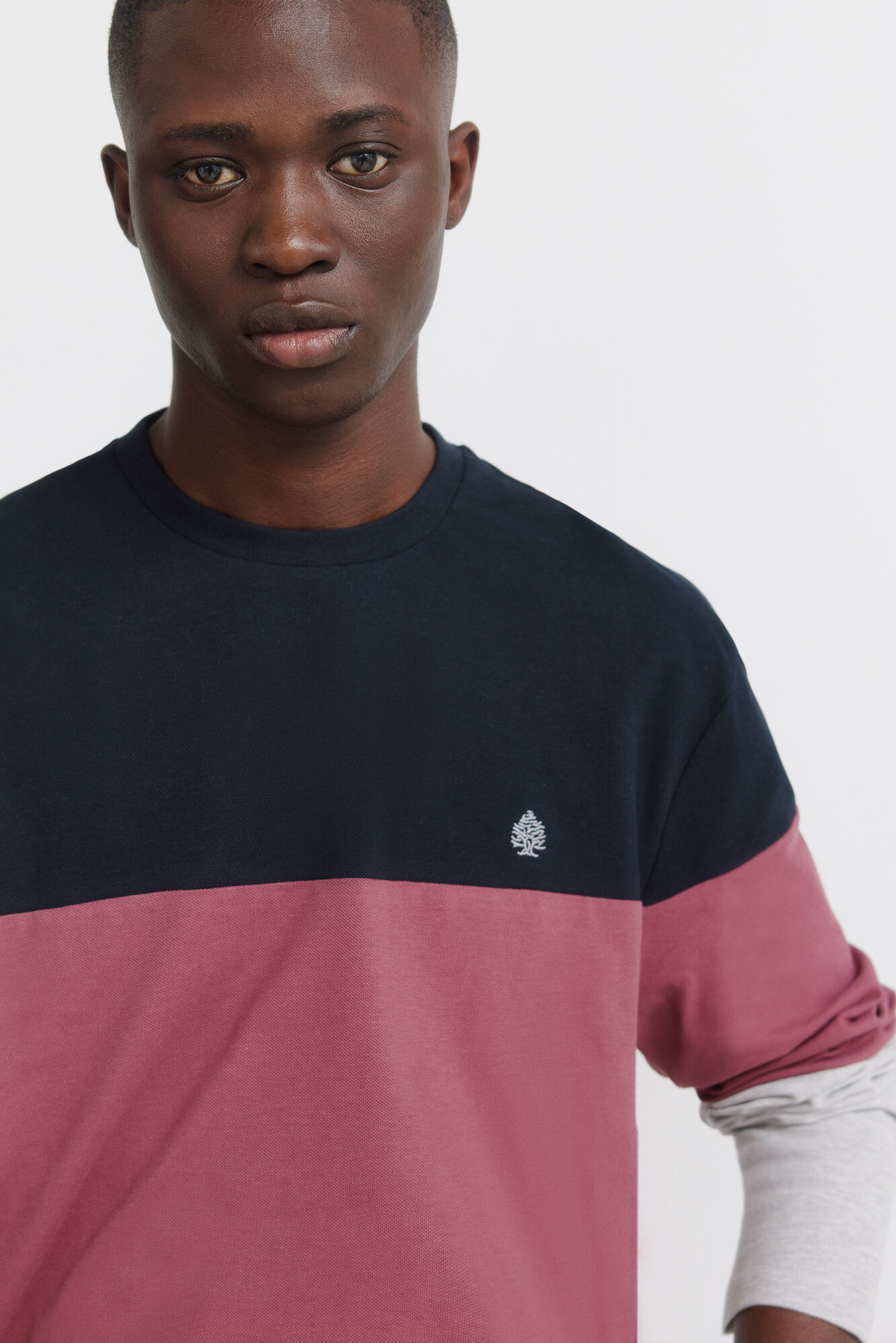 Springfield long sleeve piqu&eacute; block t-shirt