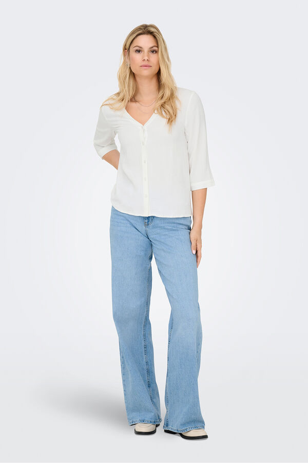 JDY 3/4 short sleeve shirt white