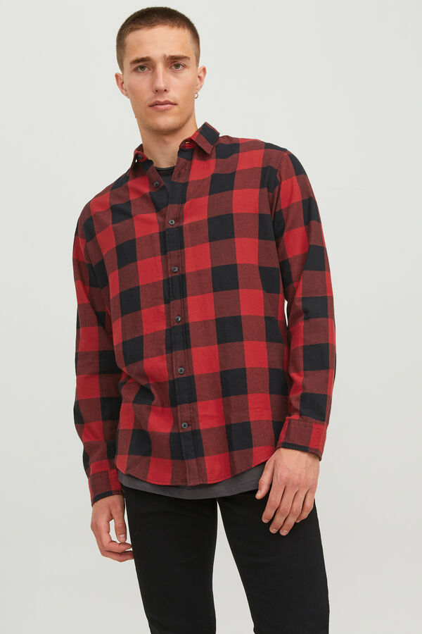 Jack & Jones Camisa xadrez regular fit vermelho