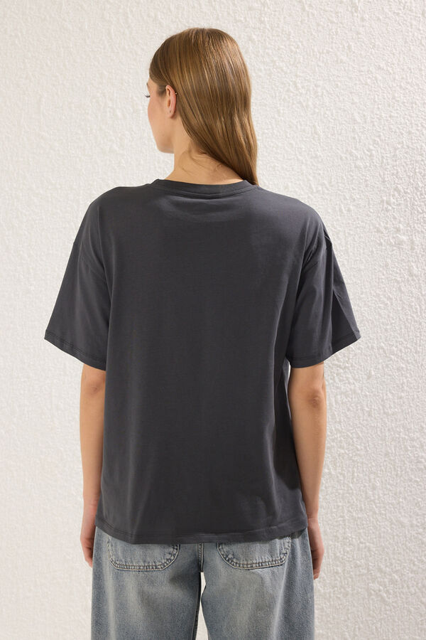 Trendyol Camiseta oversize print gris