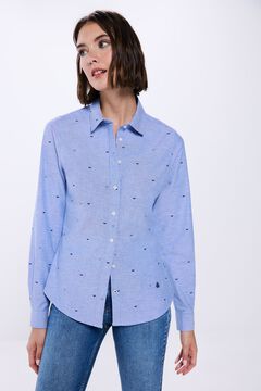 Springfield Camisa Oxford semientallada estampado azul