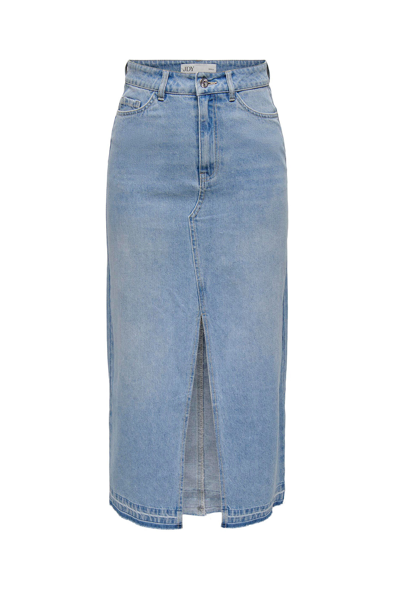 JDY Langer Jeansrock mit &Ouml;ffnung vorne