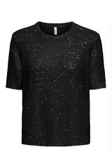 Only Top de punto con lentejuelas negro