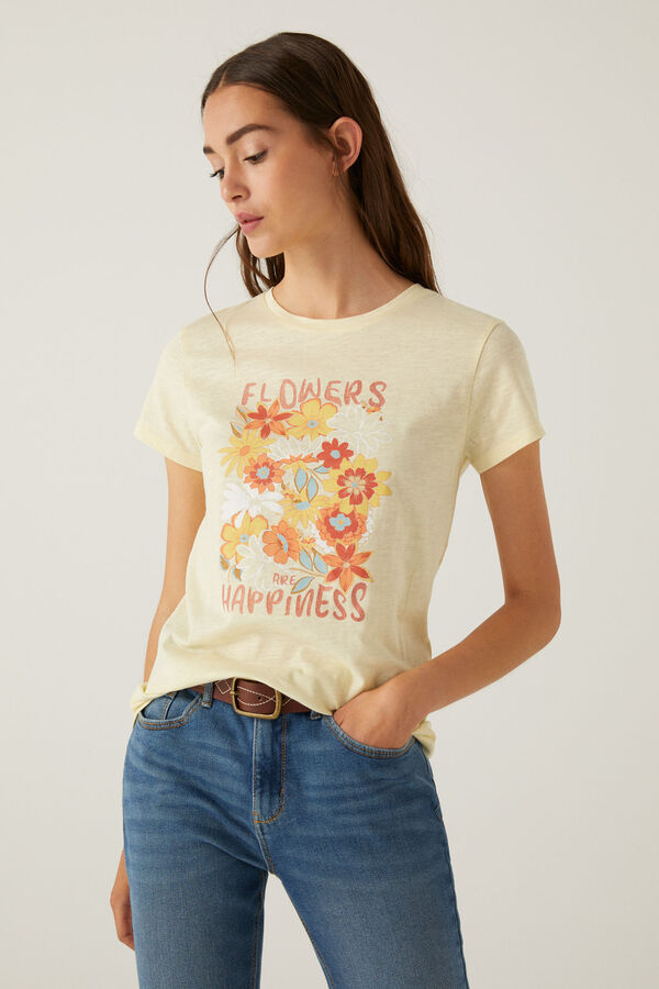 Springfield Shirt Grafik Bio-Baumwolle ocher