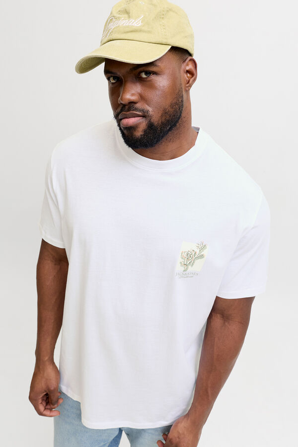 Jack & Jones PLUS Printed cotton T-shirt white