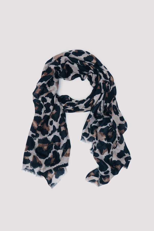 Springfield Lenço de seda estampagem animal cru