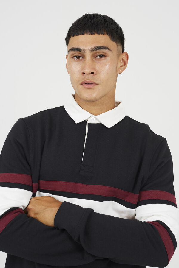 Brave Soul Sweatshirt with polo shirt collar noir