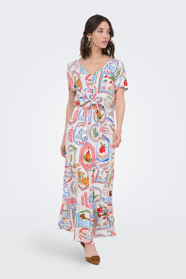 JDY Falda larga fluida blanco