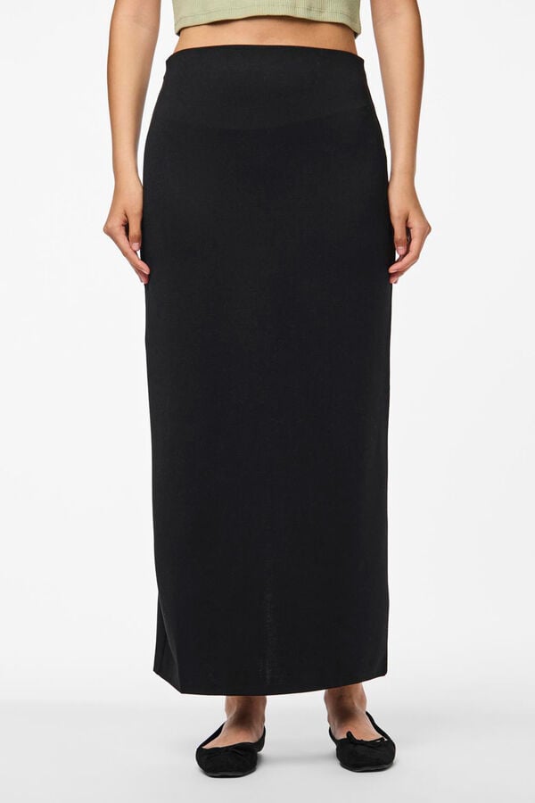 Pieces Women's midi skirt with elasticated waist black
