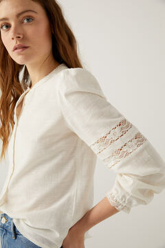 Springfield Romantische Bluse Crochet-Details ecru