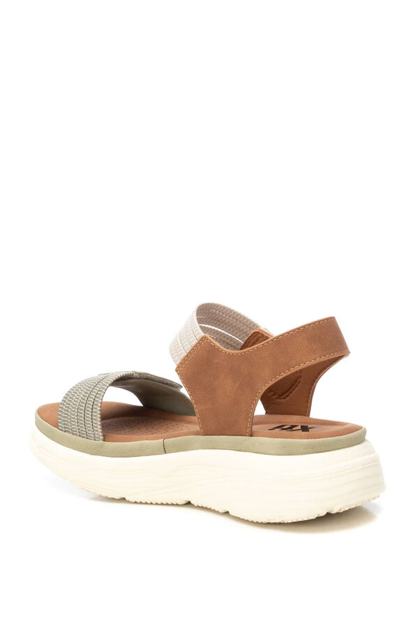 XTI Elastic strap velcro sandal beige