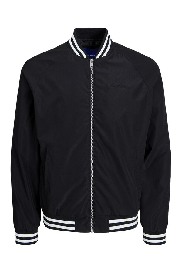Springfield PLUS Lightweight bomber jacket with contrast stripes crna