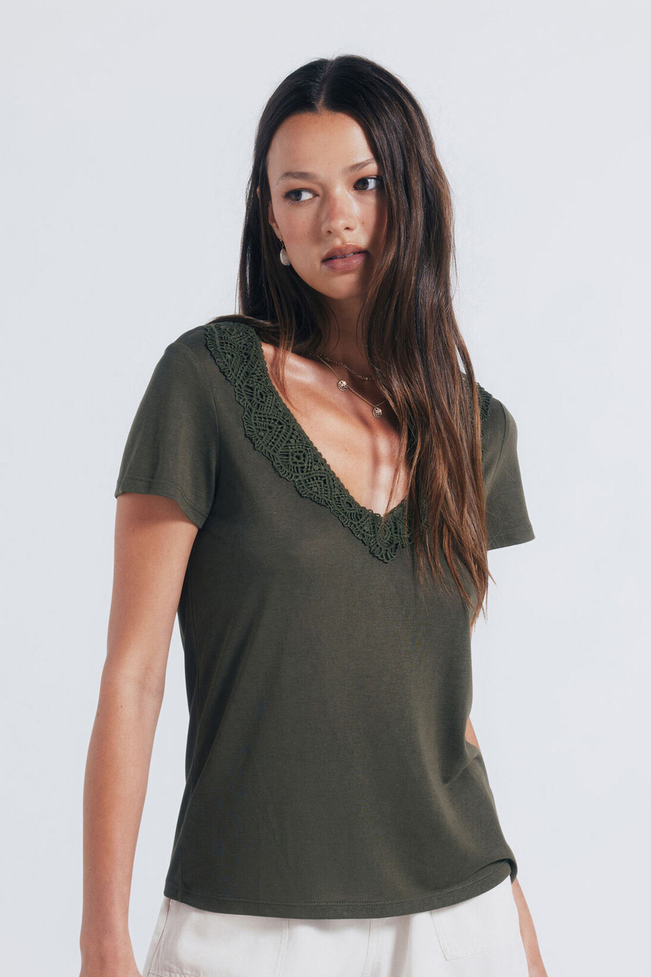 Springfield Crochet neckline T-shirt