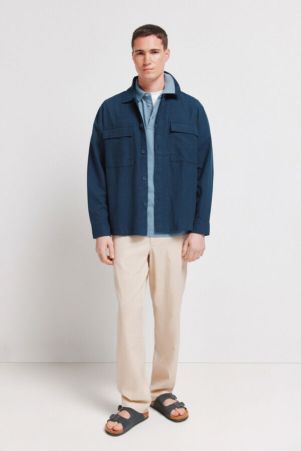 Springfield Linen overshirt blue