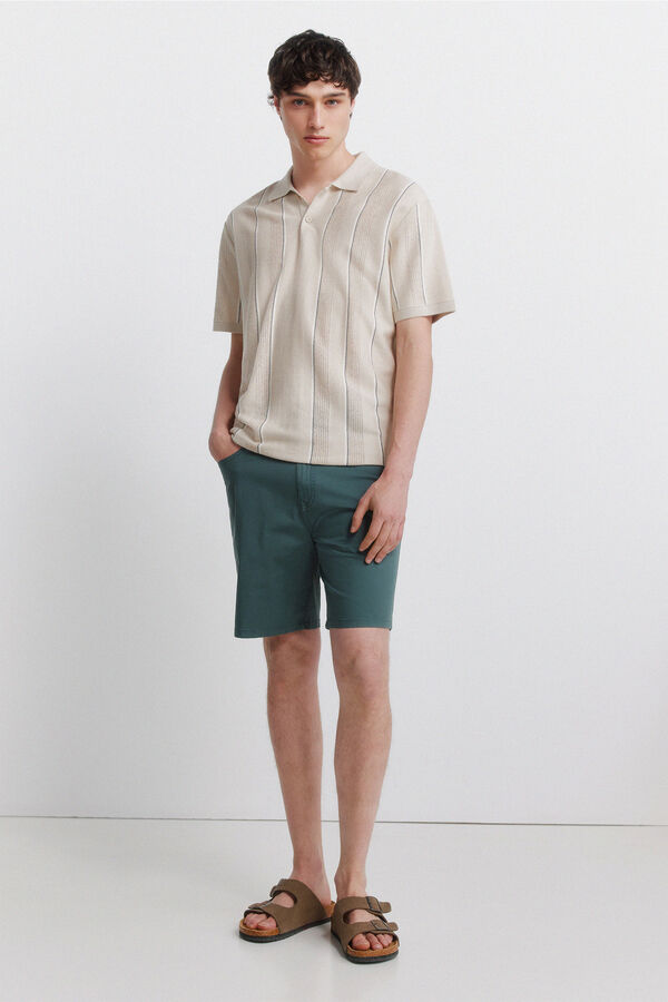 Springfield Striped structured polo shirt grey