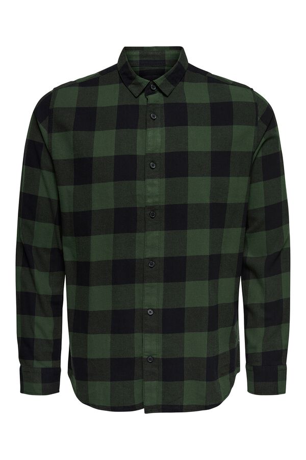 Only & Sons Camisa manga larga cuadros verde
