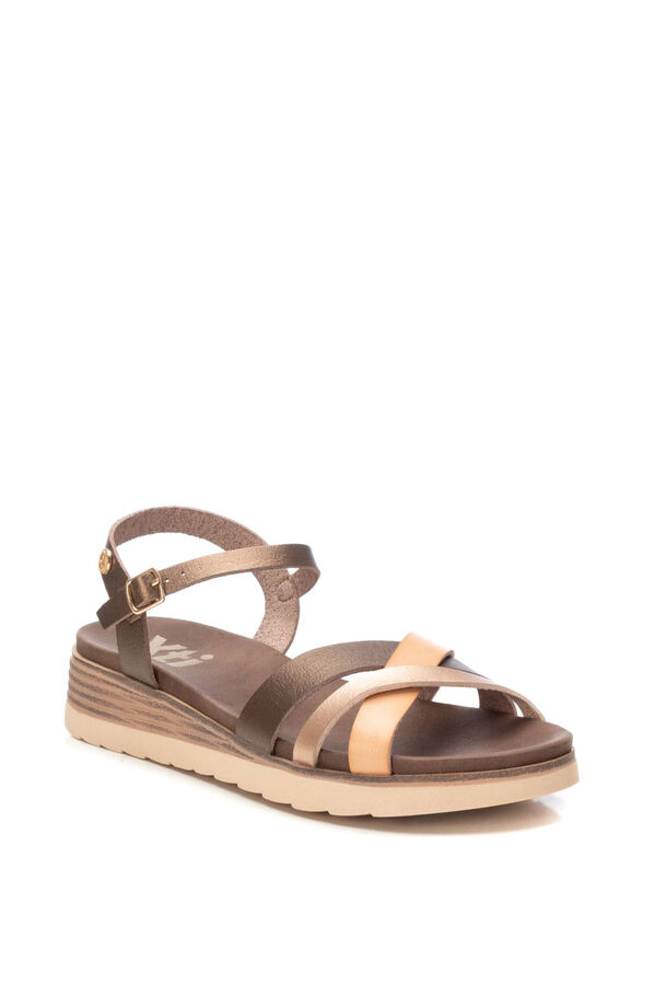 XTI Intertwined strap wedge sandal brown
