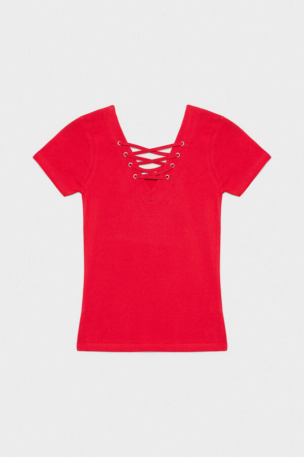 Springfield T-Shirt Bänder Ausschnitt rot
