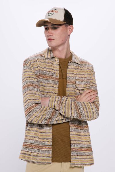 Springfield Ethnic jacquard shirt beige