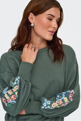 Only Sudadera cuello redondo kaki