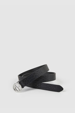 Springfield London Snake Embossed Leather Belt black