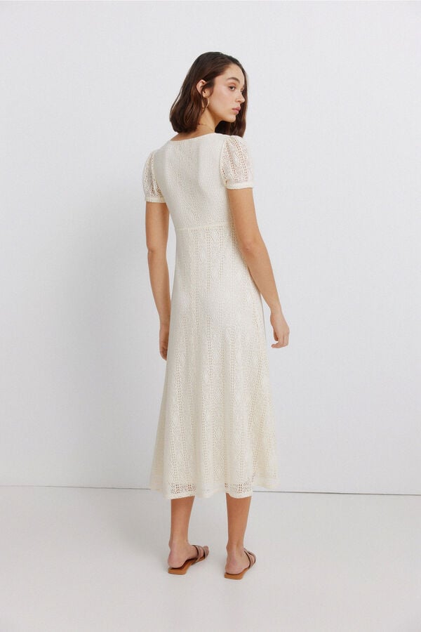 Springfield Crochet midi dress brown