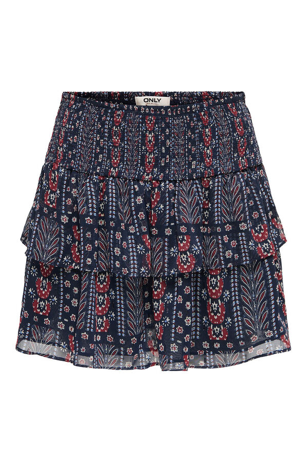 Only Falda corta con lurex azul