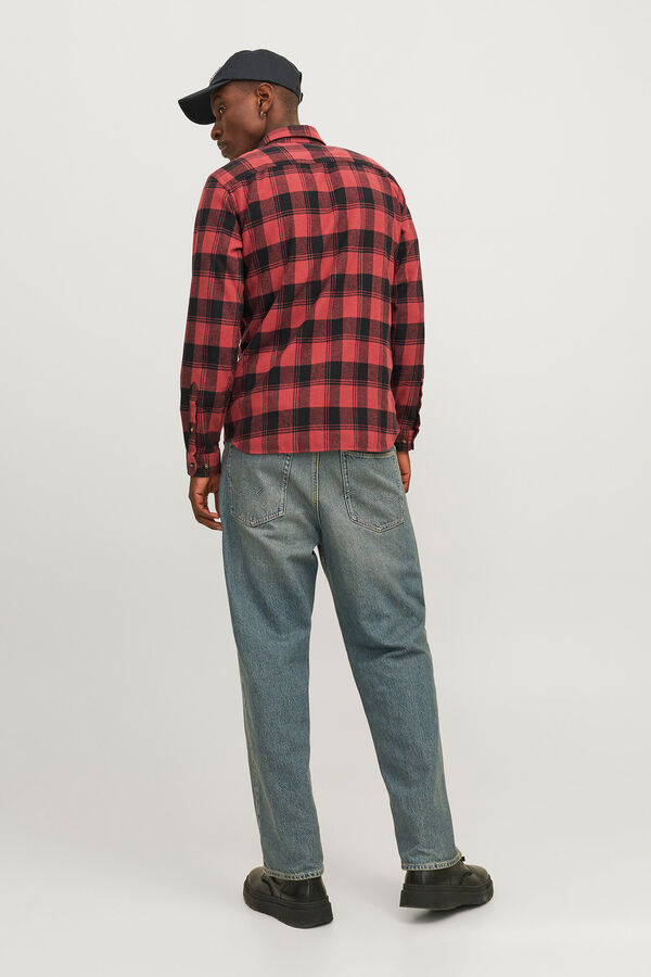Jack & Jones Kariertes Slim-Fit-Hemd Rot