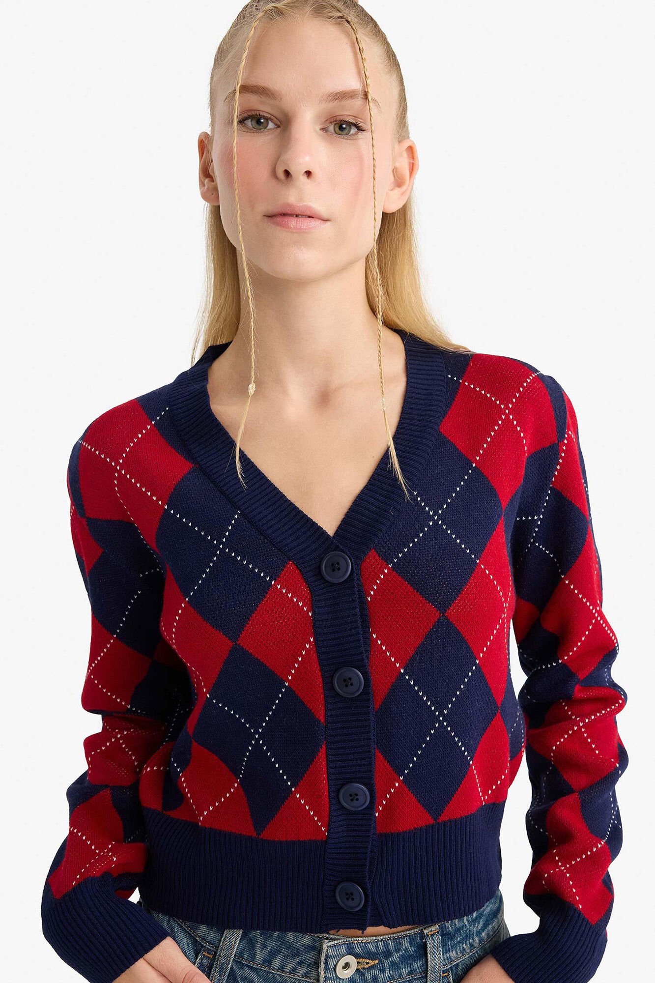 DeFacto Casaco de malha de losangos