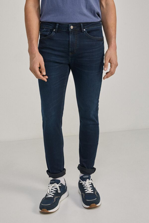 Springfield Jeans Skinny-Fit dunkelblau verwaschen lila