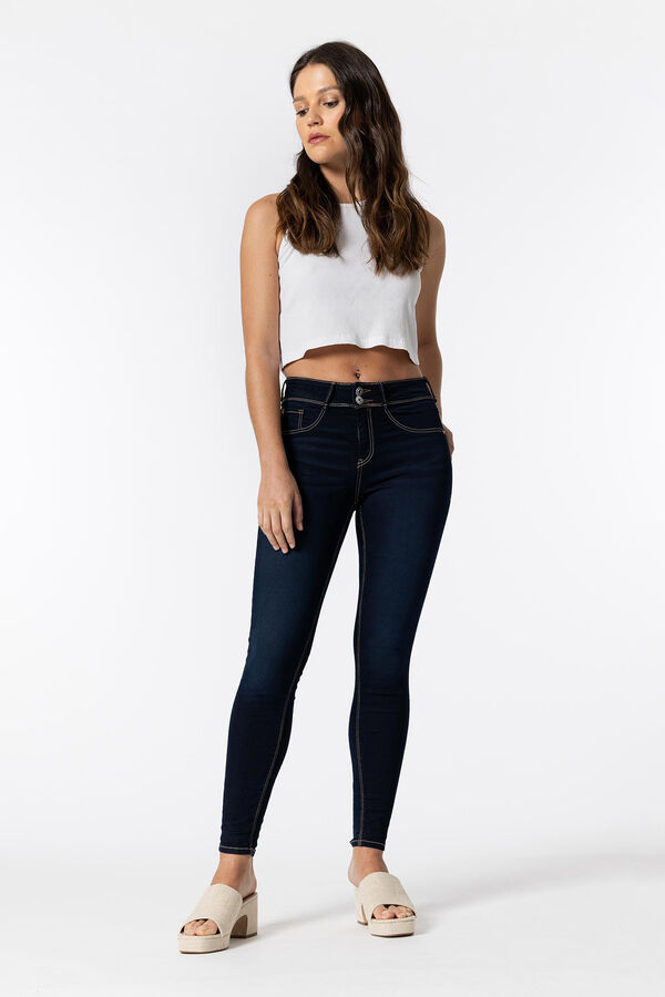 Tiffosi Jeans Skinny Tiro Alto azul