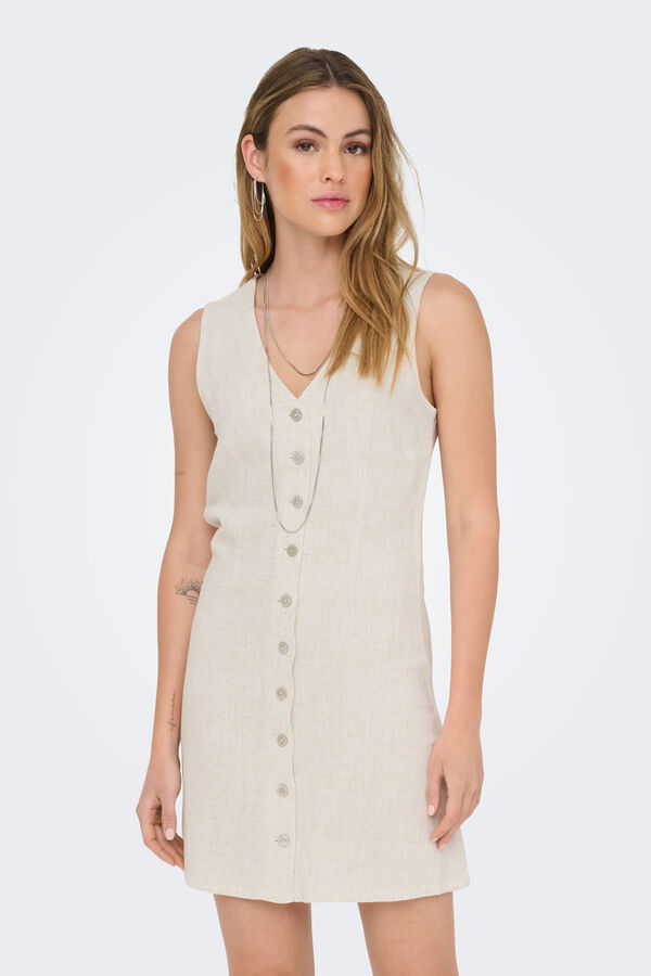 Only Vestido corto de lino beige