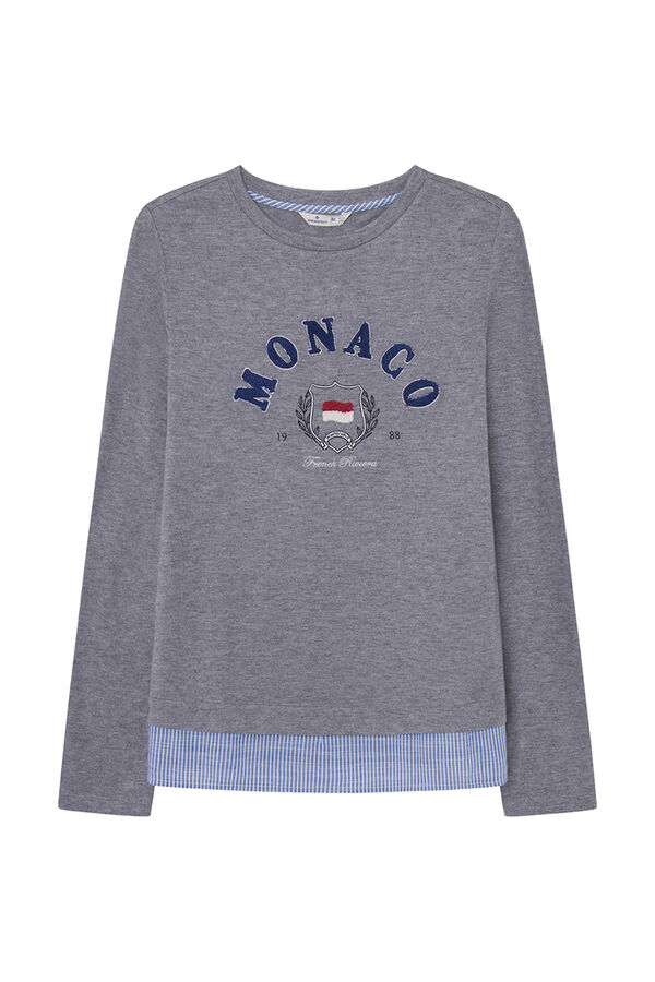 Springfield Shirt „Monaco“ zwei Stoffe grau