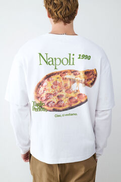 Balmohk Camiseta doble manga estampado pizza