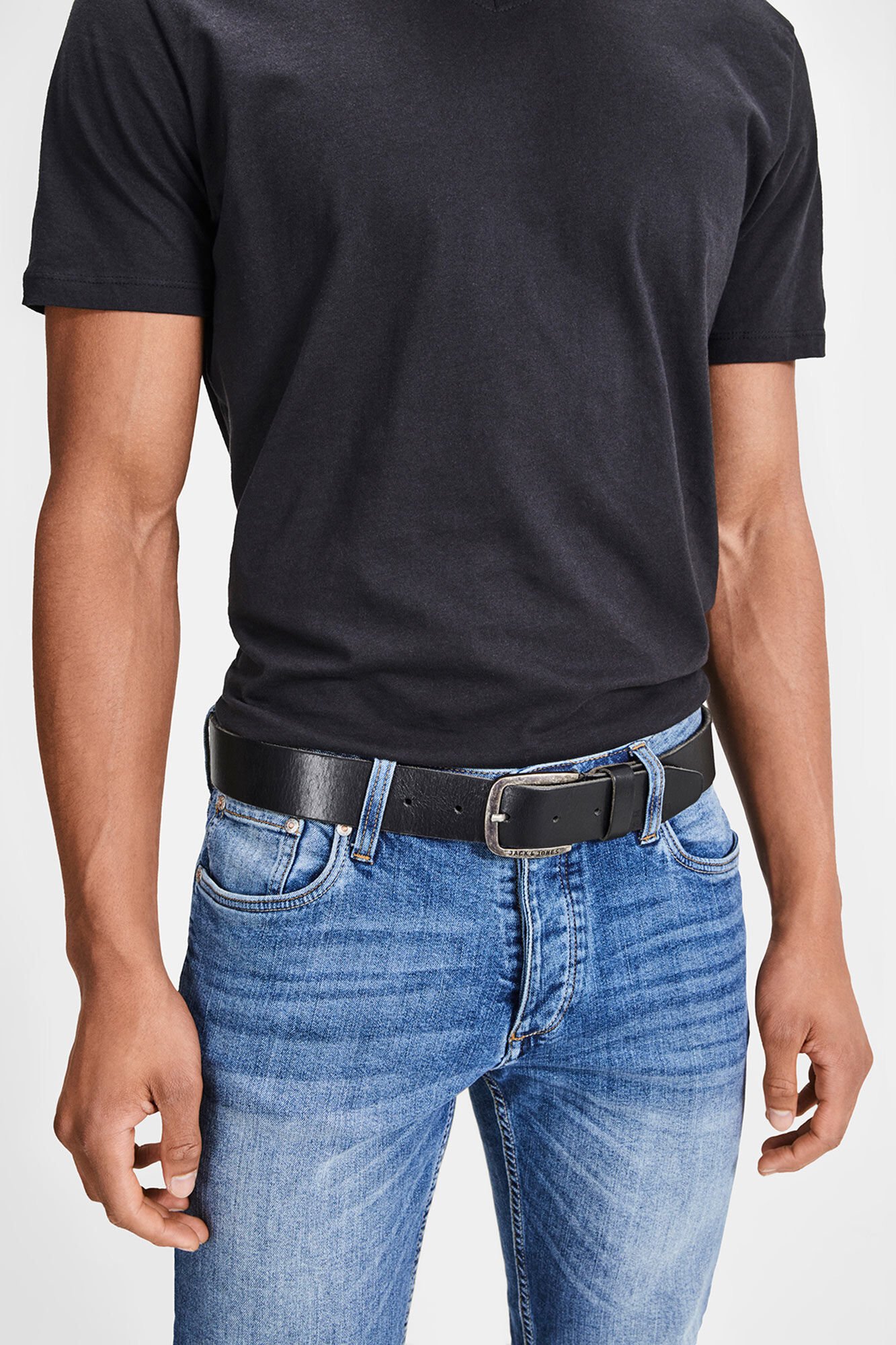 Jack & Jones Cintur&oacute;n piel hebilla met&aacute;lica