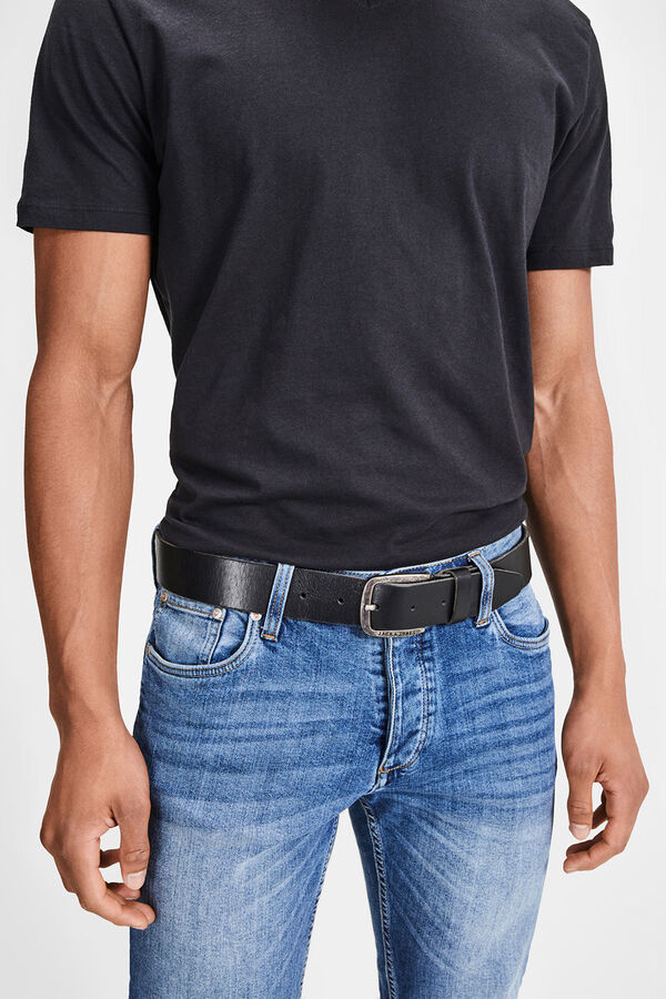 Jack & Jones Metal buckle leather belt black
