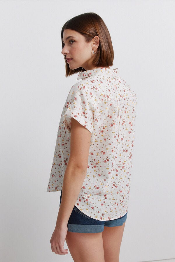 Springfield Cotton short sleeve shirt beige