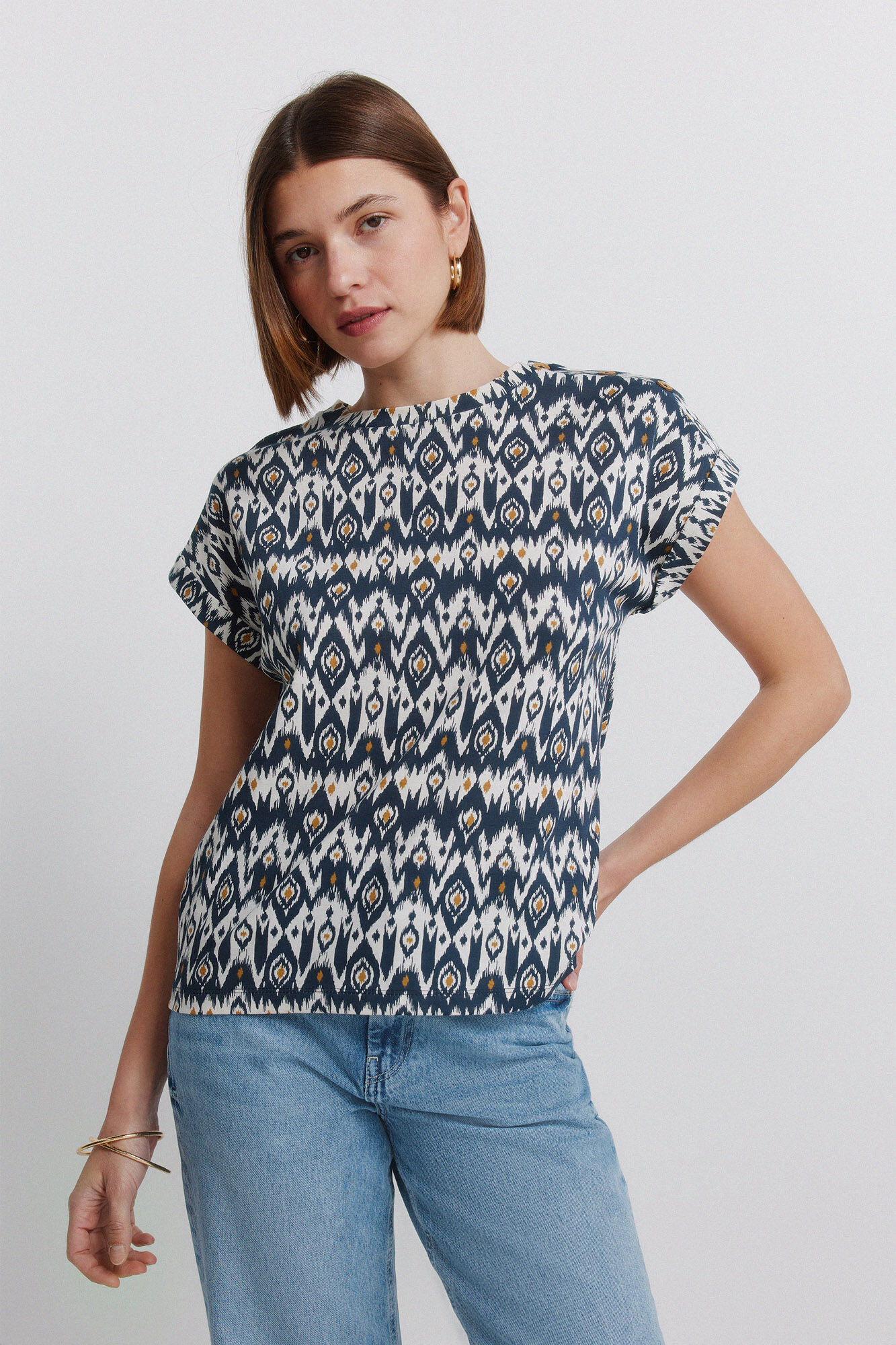 Springfield T-shirt estampada com bot&otilde;es