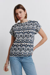 Springfield Printed button T-shirt blue