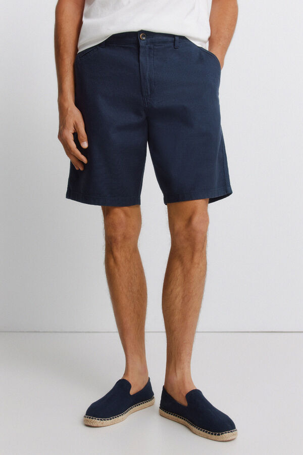 Springfield Bermudas em algod&atilde;o comfort fit azul