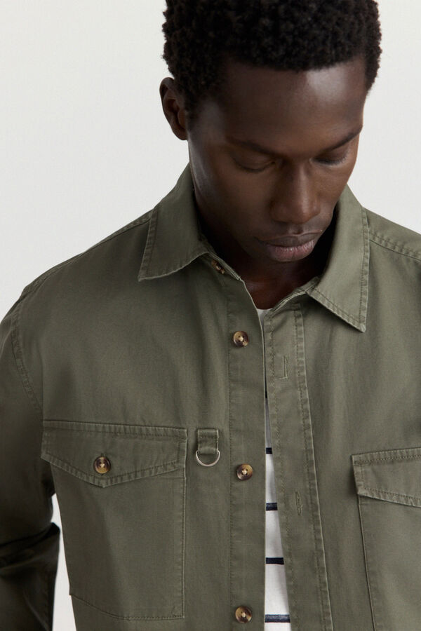 Springfield Washed pocket overshirt blue