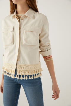 Springfield Jacke Crochet Pompons beige