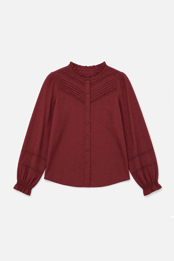 Springfield Romantic ruffle neck blouse red